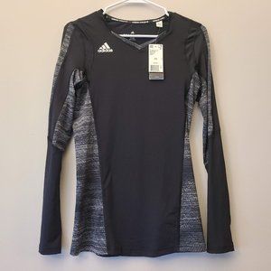 Adidas Women's Quickset Jersey SZ XS Long Sleeve Volleyball Shirt Black/White
